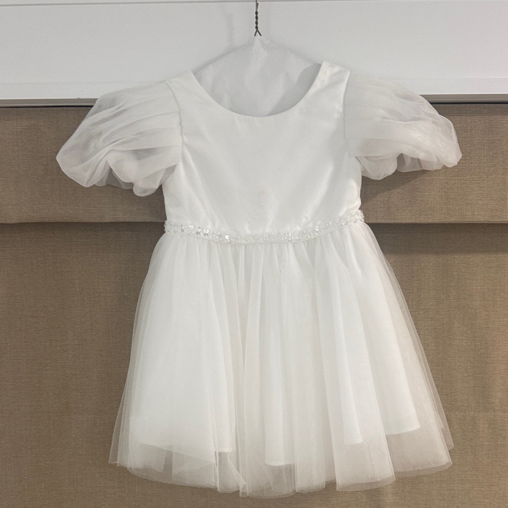 Azazie White Satin Flower Girl Dress